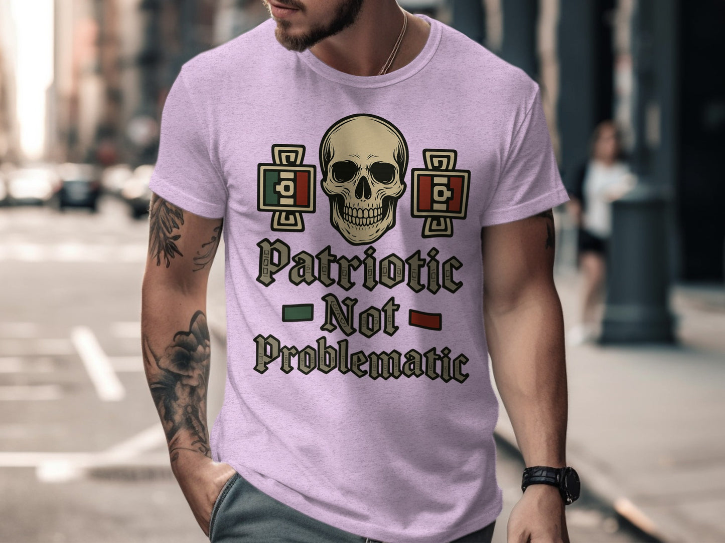 Patriotic Not Problematic Skull Theme T-shirt