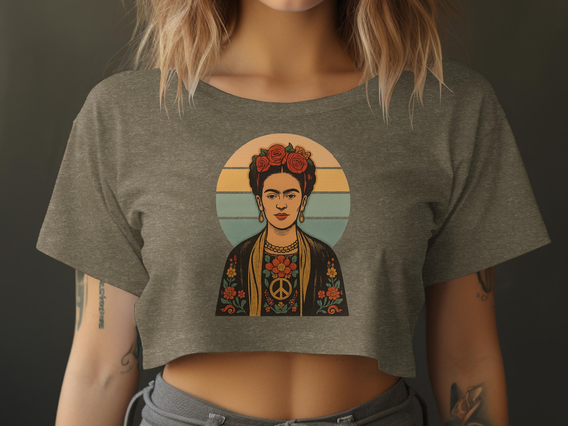 Retro Style Frida Kahlo Graphic Crop Top product
