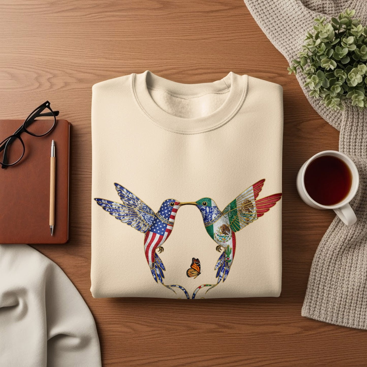 Colorful Hummingbird Heart Graphic Sweatshirt product