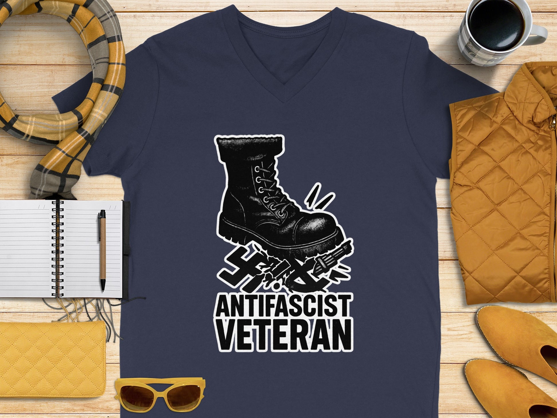Bold Statement Antifascist Veteran Design Shirt