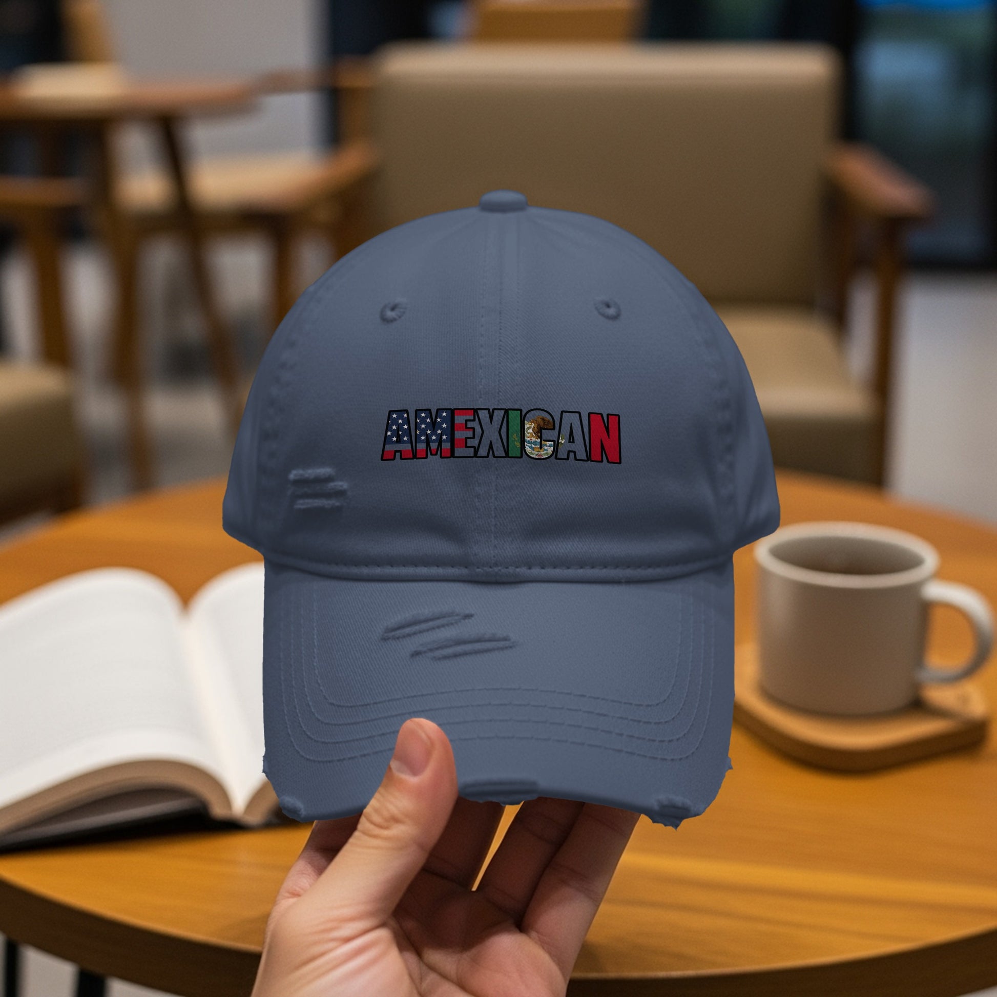 American Mexican Distressed Style Baseball Cap product
