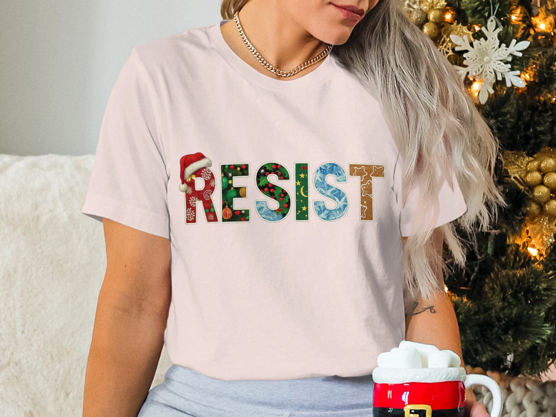 Festive Resist Graphic Tee for Holiday Season