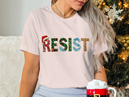 Festive Resist Graphic Tee for Holiday Season