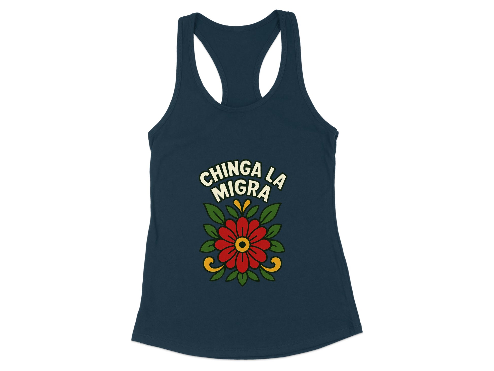 Chinga La Migra Floral Design Racerback Tank product