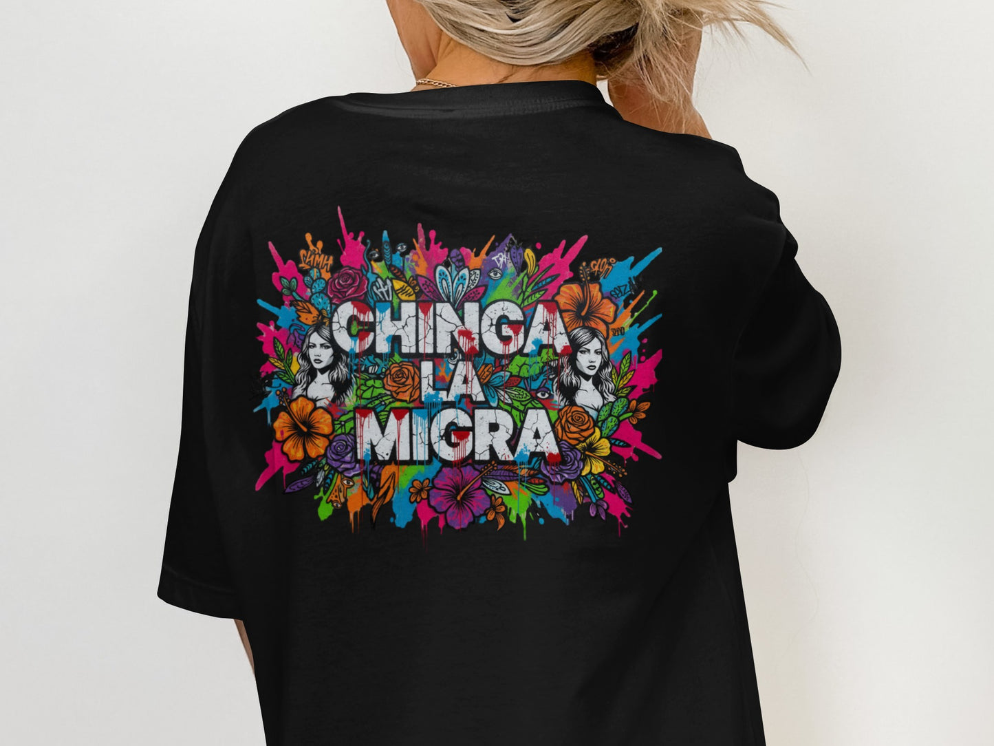 Chinga La Migra Graphic Print Statement Shirt
