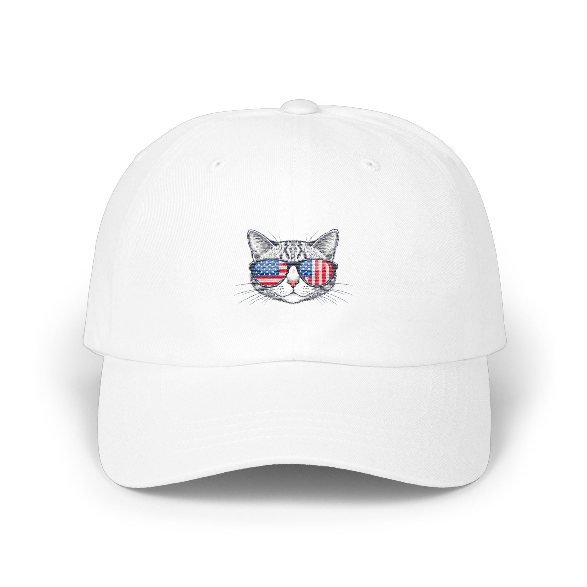 Cat with American Flag Sunglasses Embroidered Hat product type