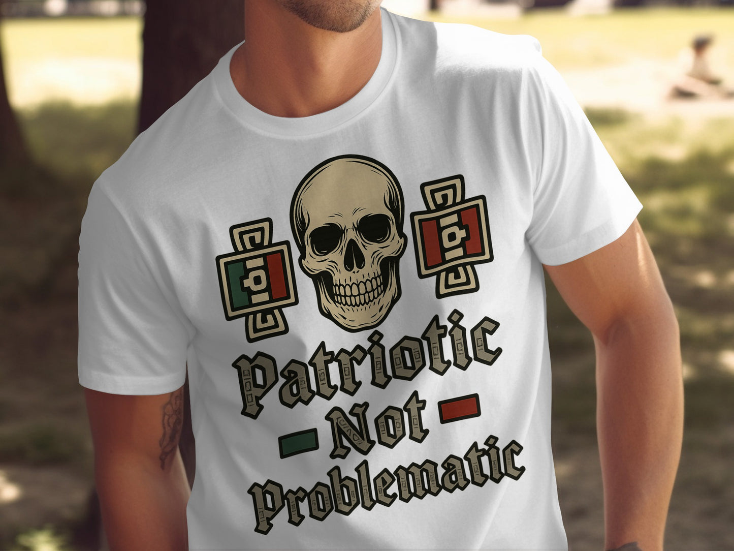Skull Graphic Patriotic Not Problematic T-shirt