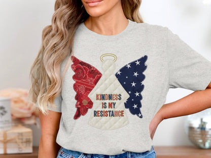 Kindness Is My Resistance Angel Wings Tee