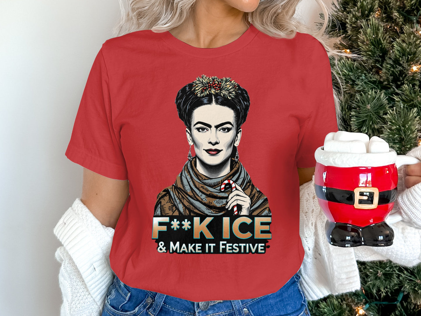 F**k ICE and Make It Festive Graphic T-Shirt