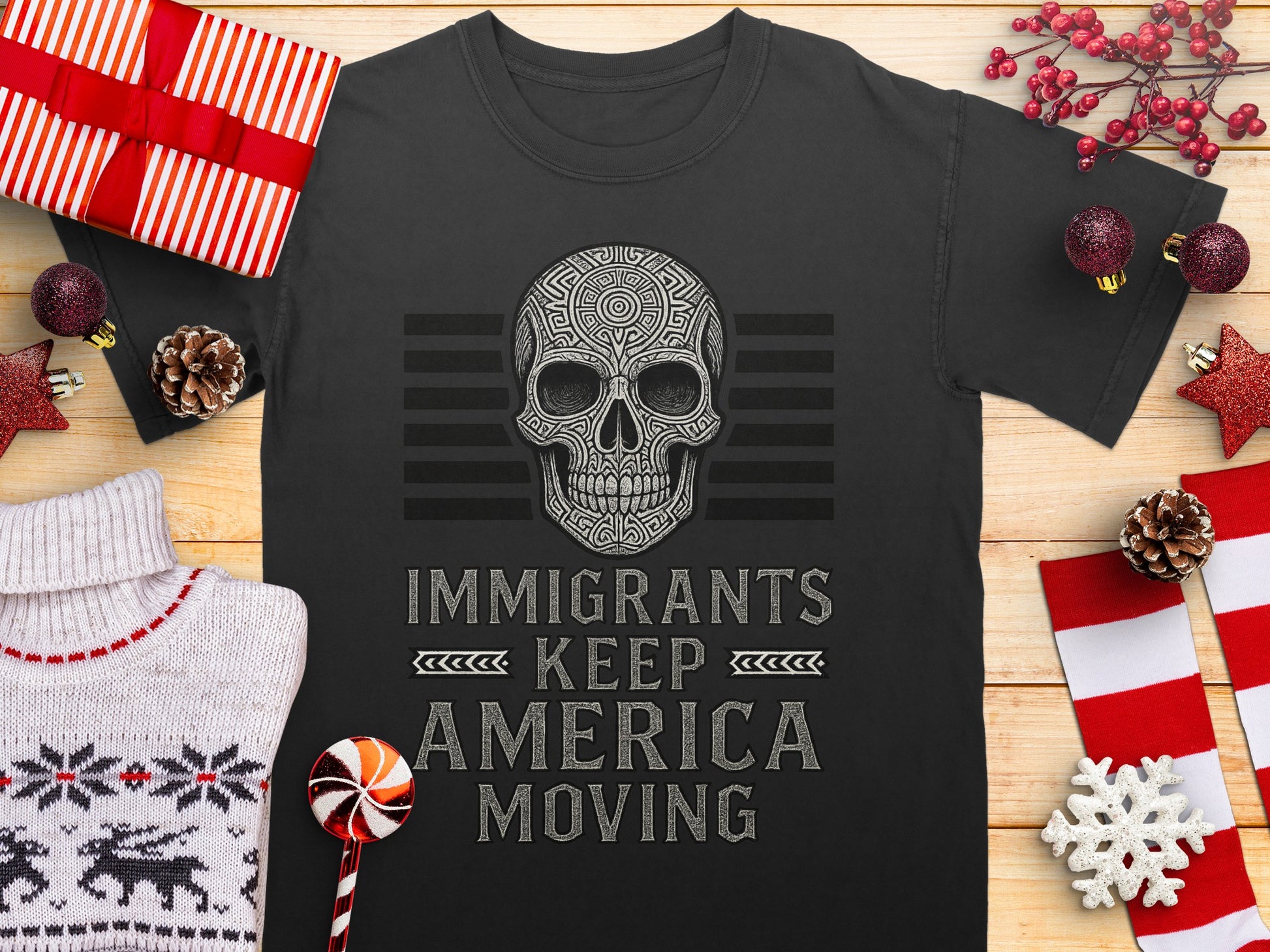 Immigrants Keep America Moving Graphic Black Shirt