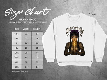 Gothic Woman with Candle Print Crewneck Sweatshirt product