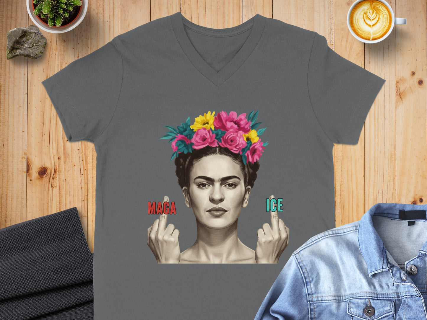 Artistic Woman with Colorful Flower Crown Shirt