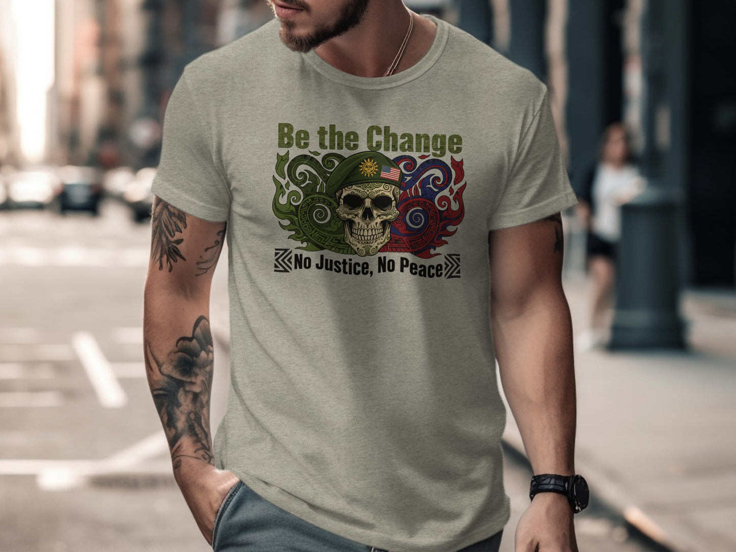 Be the Change No Justice No Peace Skull T-shirt