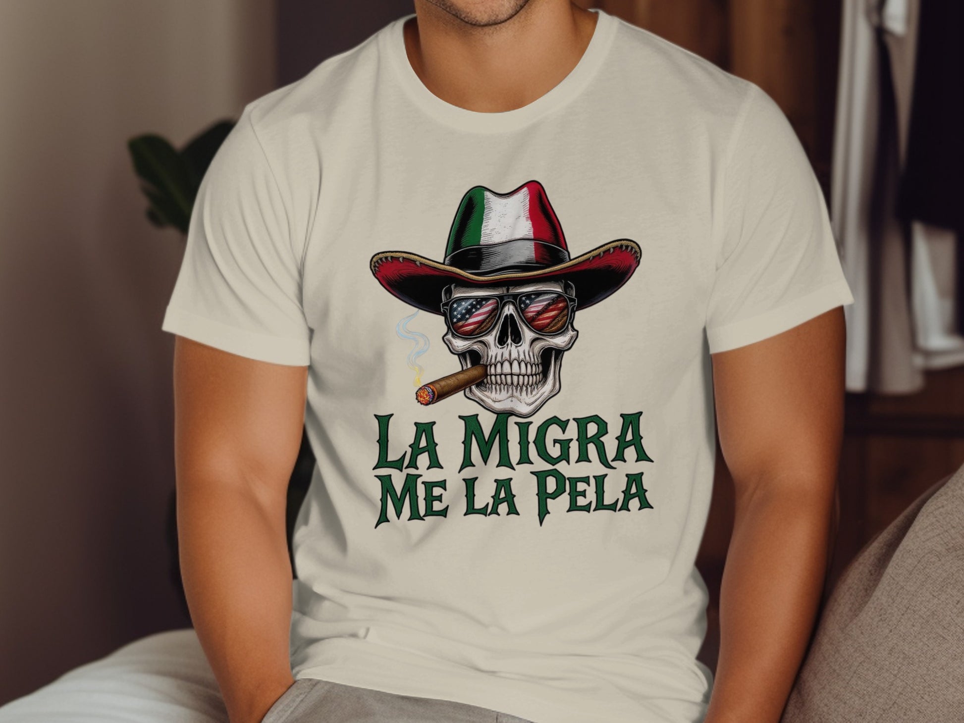 La Migra Me La Pela Skull Graphic Tee product