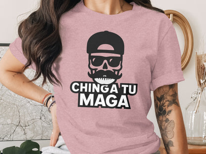 Unique Skull Design Chinga A Tu Maga T-Shirt