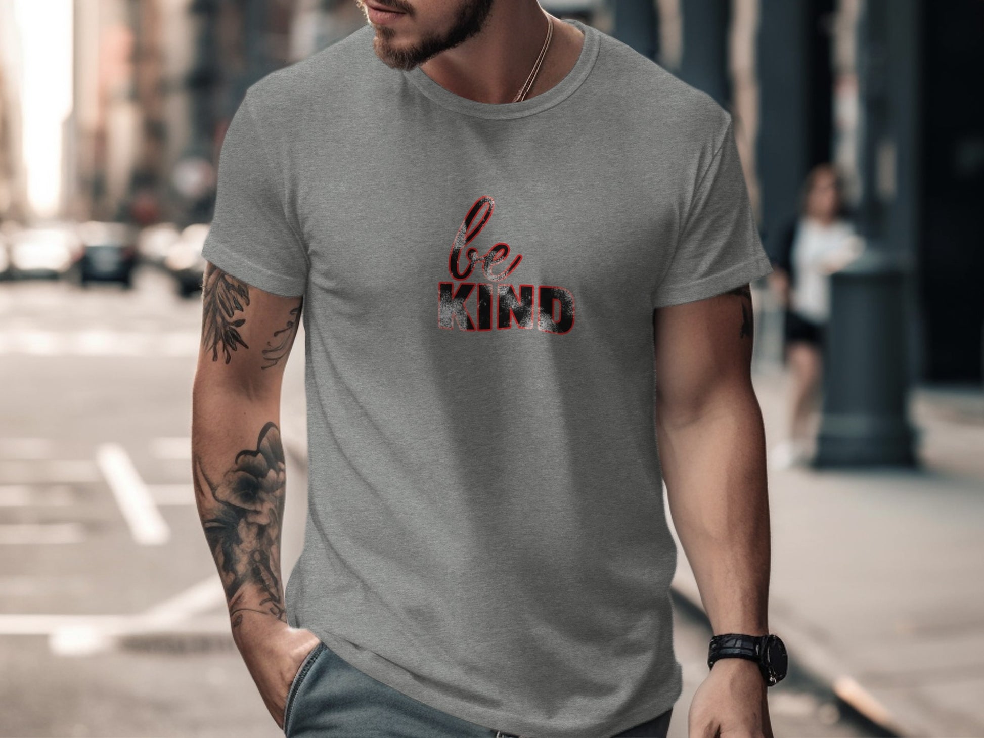 Stylish Gray Be Kind Graphic T-Shirt Product