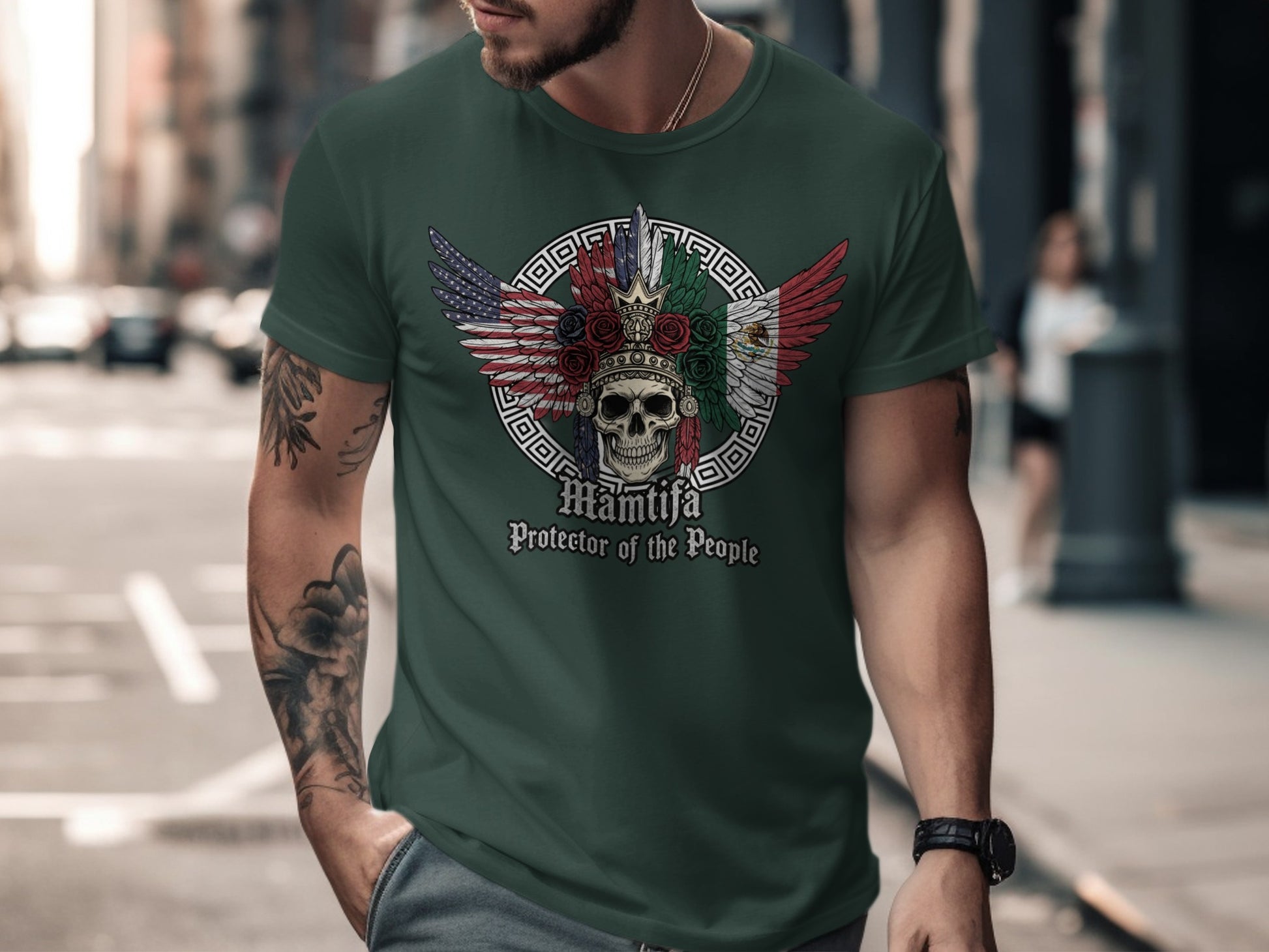 Mamita Protector of the People Skull Wings Shirt