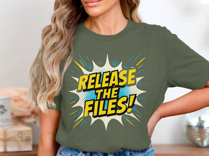 Fun Comic Style Release The Files Graphic T-Shirt Product