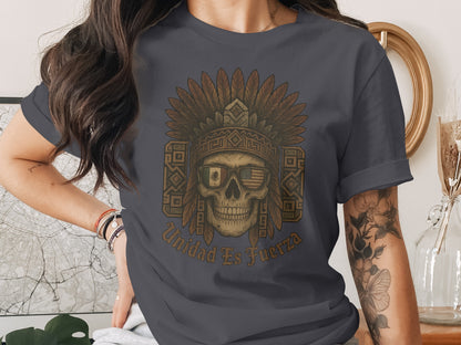 Unidad Es Fuerza Skull Graphic T-shirt
