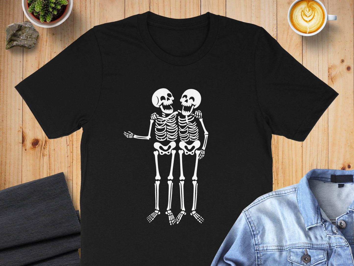 Twin Skeletons Detailed Graphic Design T-shirt product