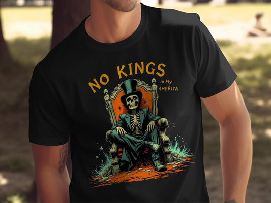 No Kings in My America Skeleton Throne T-shirt product