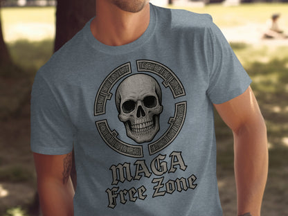 Skull Illustration MAGA Free Zone T-shirt