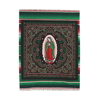 Our Lady Guadalupe Serape Blanket, Virgin Mary Chicano Art, Mexican Blanket Paisley Bandana Design, Catholic Prayer Altar Blankets