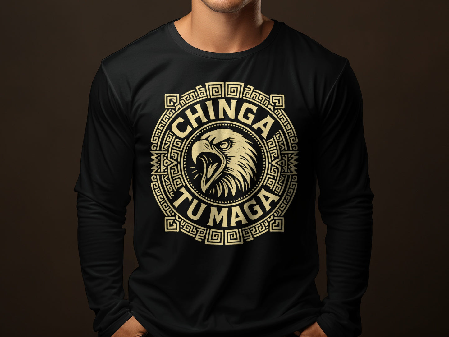Chinga Tu Maga Eagle Design Long Sleeve Shirt