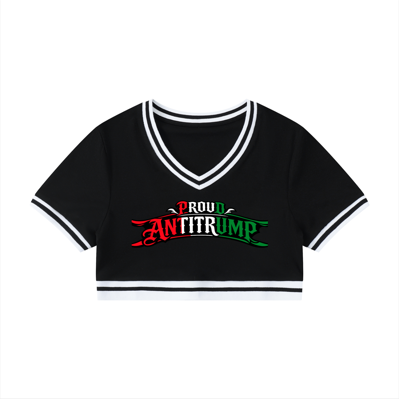 Proud AntiTrump Tee Women's Color Block V-Neck Crop T-Shirt