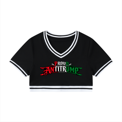 Proud AntiTrump Tee Women's Color Block V-Neck Crop T-Shirt