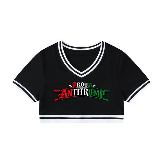 Proud AntiTrump Tee Women's Color Block V-Neck Crop T-Shirt