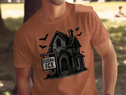 Fuera Ice Sign Haunted House Bats Design Graphic T-shirt product type