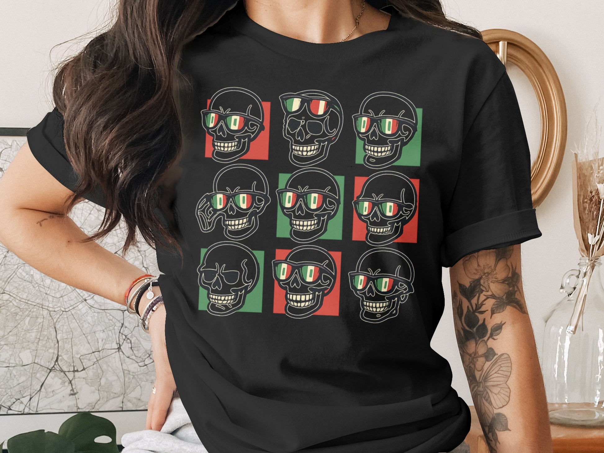Skull Design with Italian Flag Colors T-shirt product