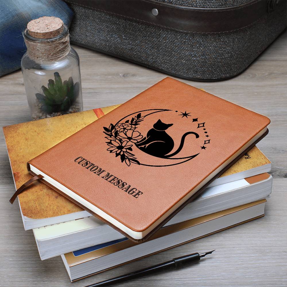 Cat Fan Lover Gift Journal Gift Unique Graphic Vegan Leather Journal - Personalized Gift