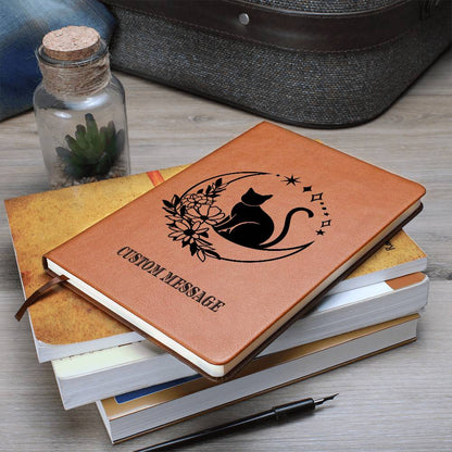 Cat Fan Lover Gift Journal Gift Unique Graphic Vegan Leather Journal - Personalized Gift