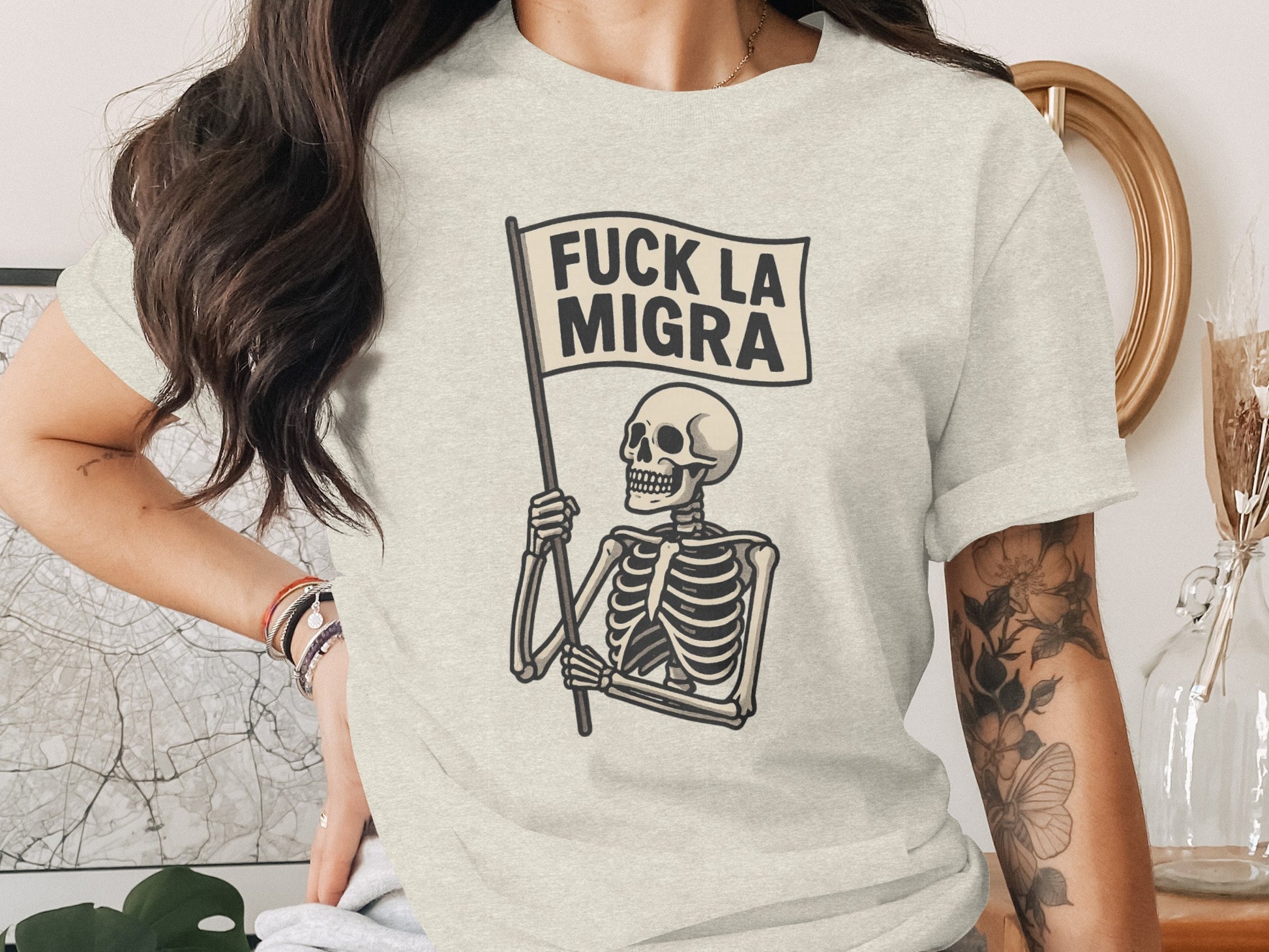 Fuck La Migra Skeleton Graphic T-shirt product type
