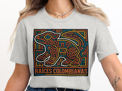 Raíces Colombianas Vibrant Artistic Design T-Shirt product