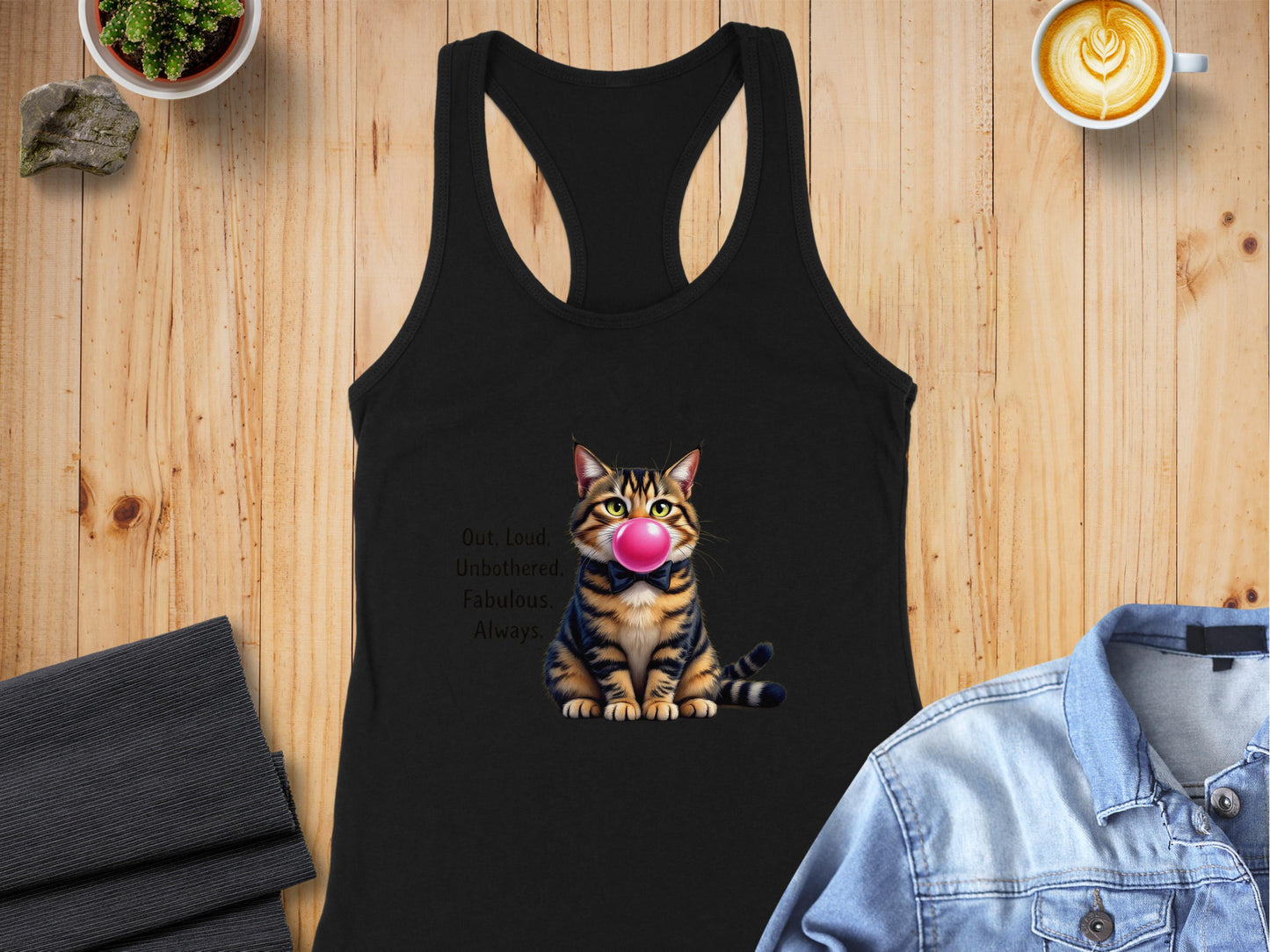 Cat Graphic Tank Top with Catchy Phrase Unique Product