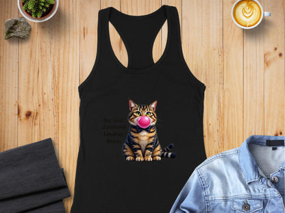 Cat Graphic Tank Top with Catchy Phrase Unique Product