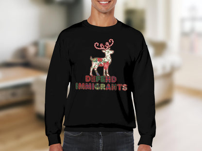 Defend Immigrants Reindeer Design Sweatshirt