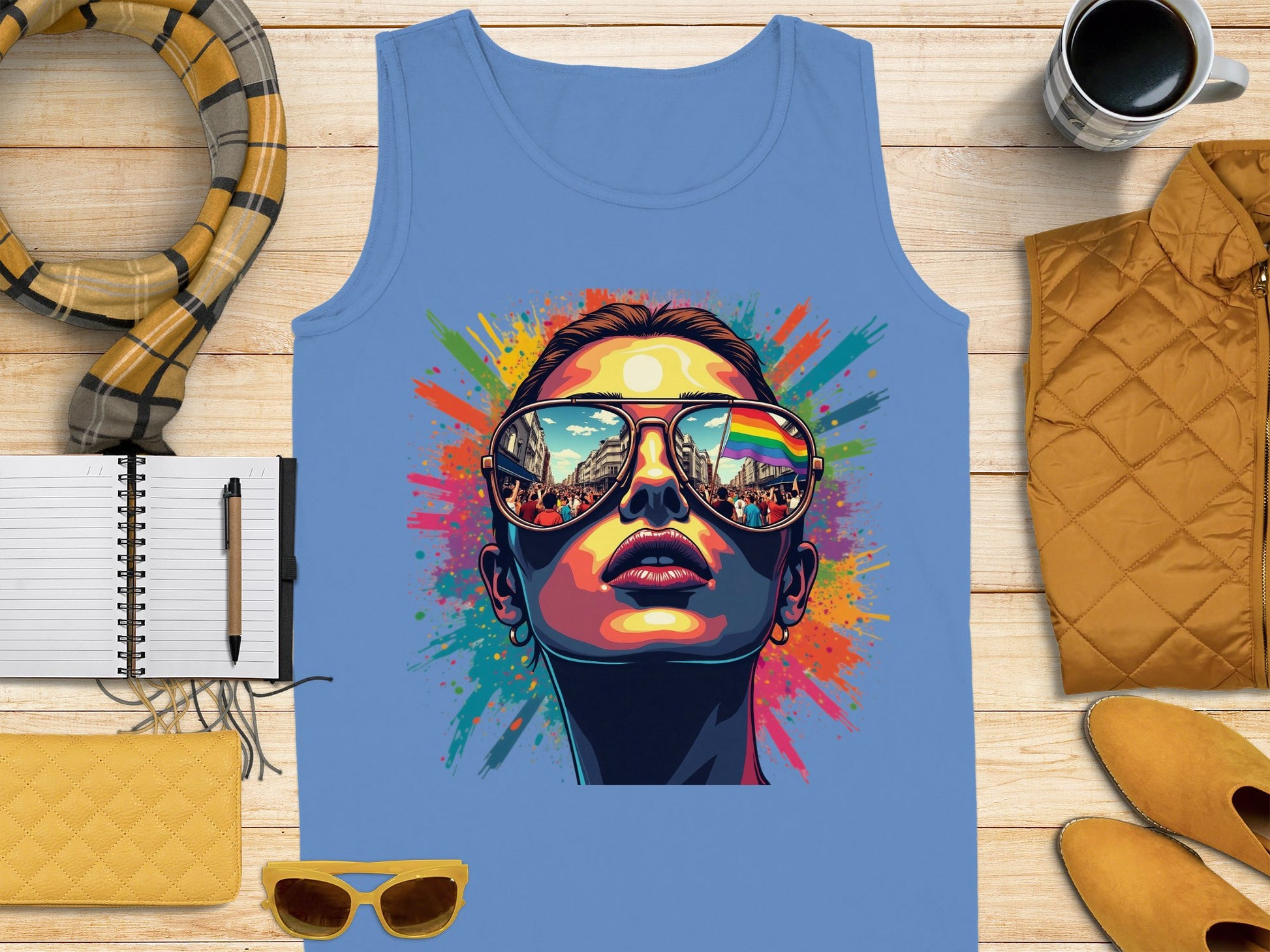 Colorful Reflective Sunglasses Graphic Tank product