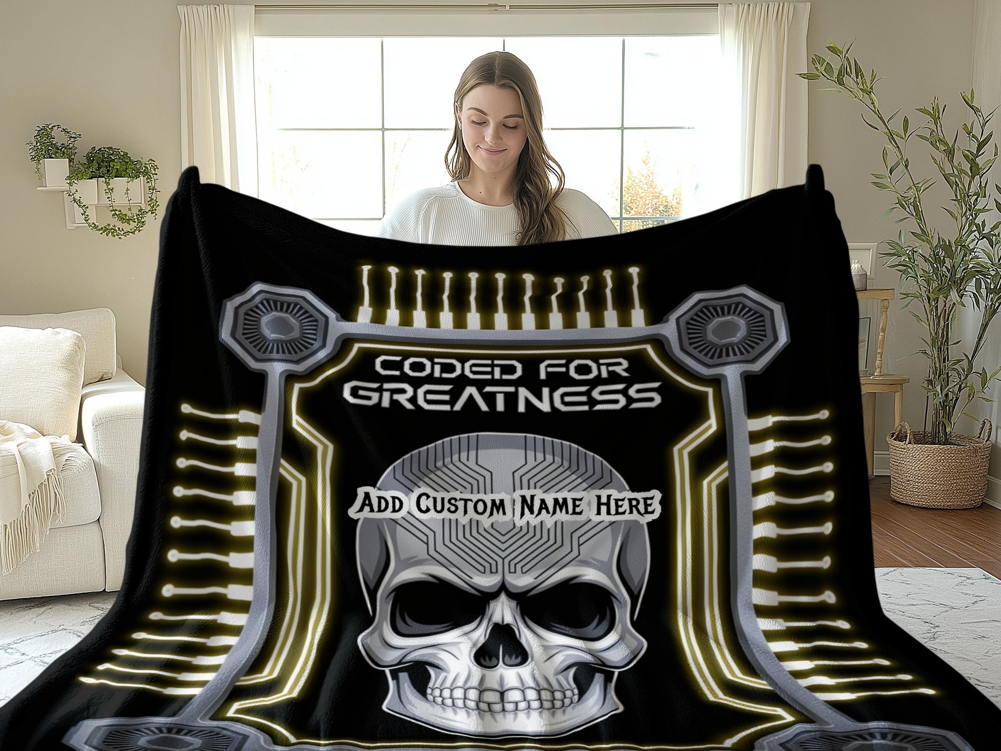 Coded for Greatness Skull Design Blanket product