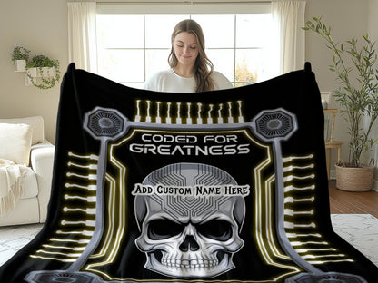 Coded for Greatness Skull Design Blanket product