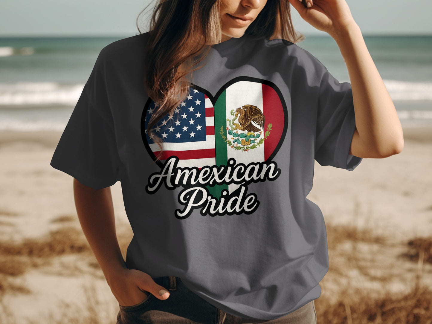 American Mexican Pride Heart Design T-shirt product