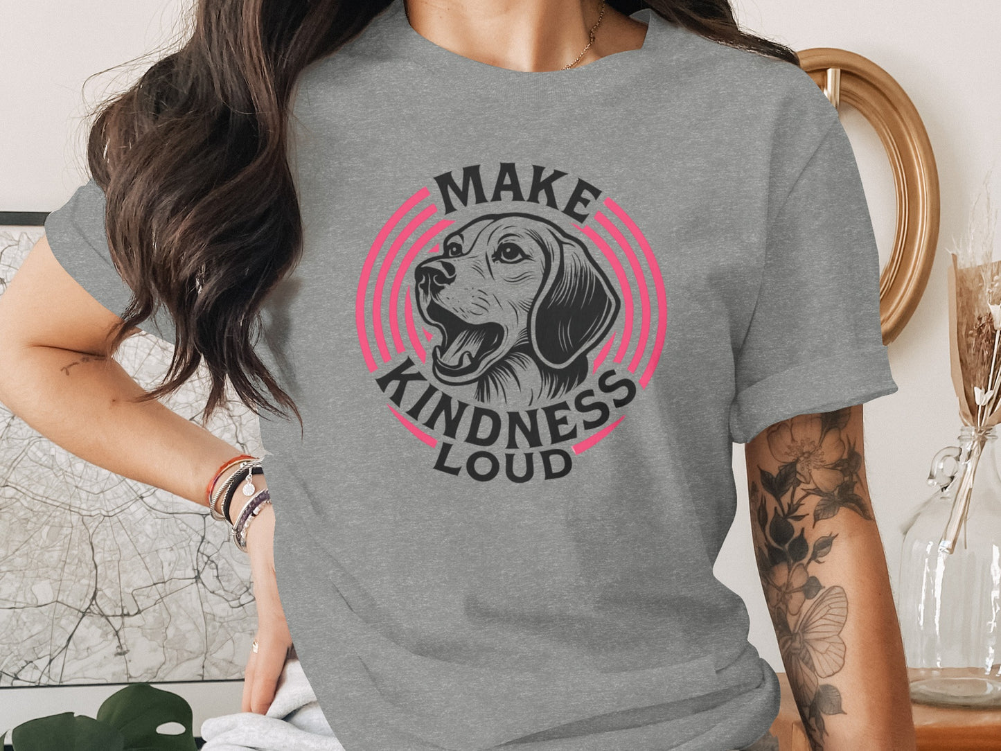 Make Kindness Loud Dog Graphic Tee Shirt
