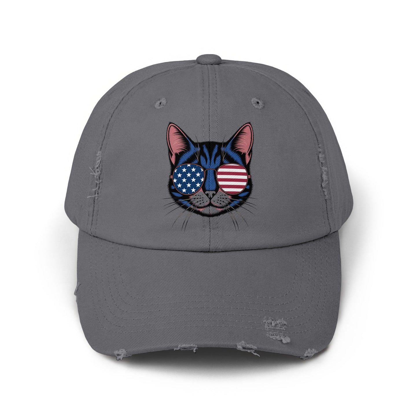 Cat with American Flag Glasses Embroidered Hat product type