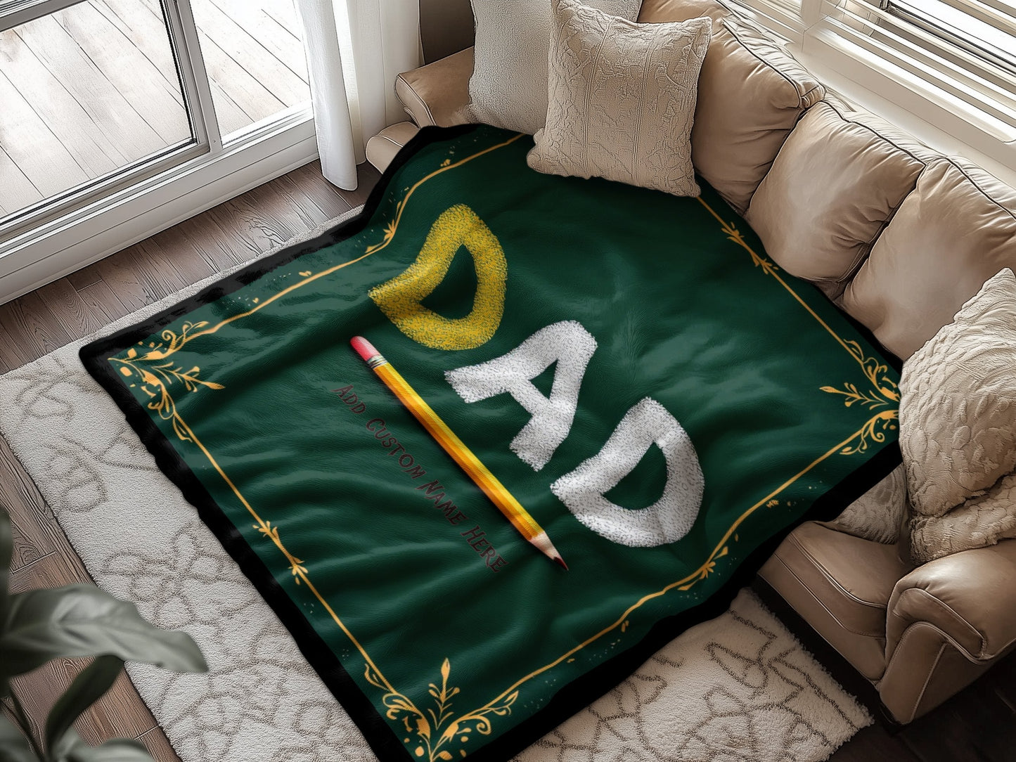 Cozy Dad Green Blanket With Pencil Design product