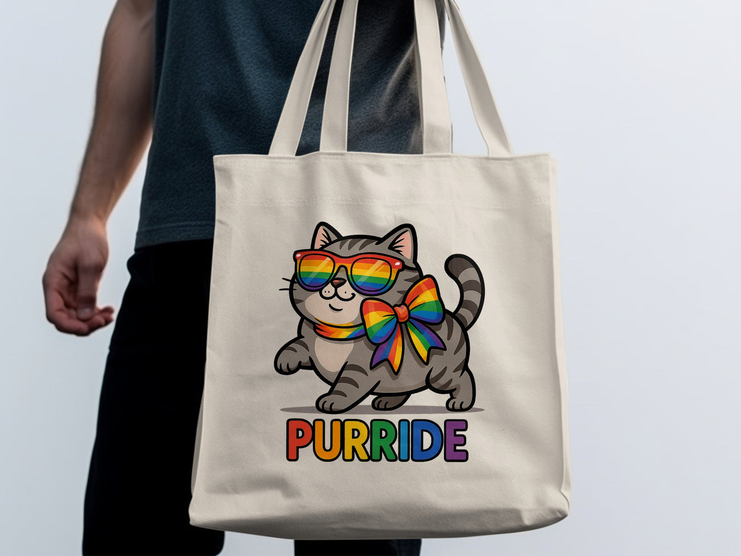 Cute Rainbow Cat Pride Tote Bag Purride product type