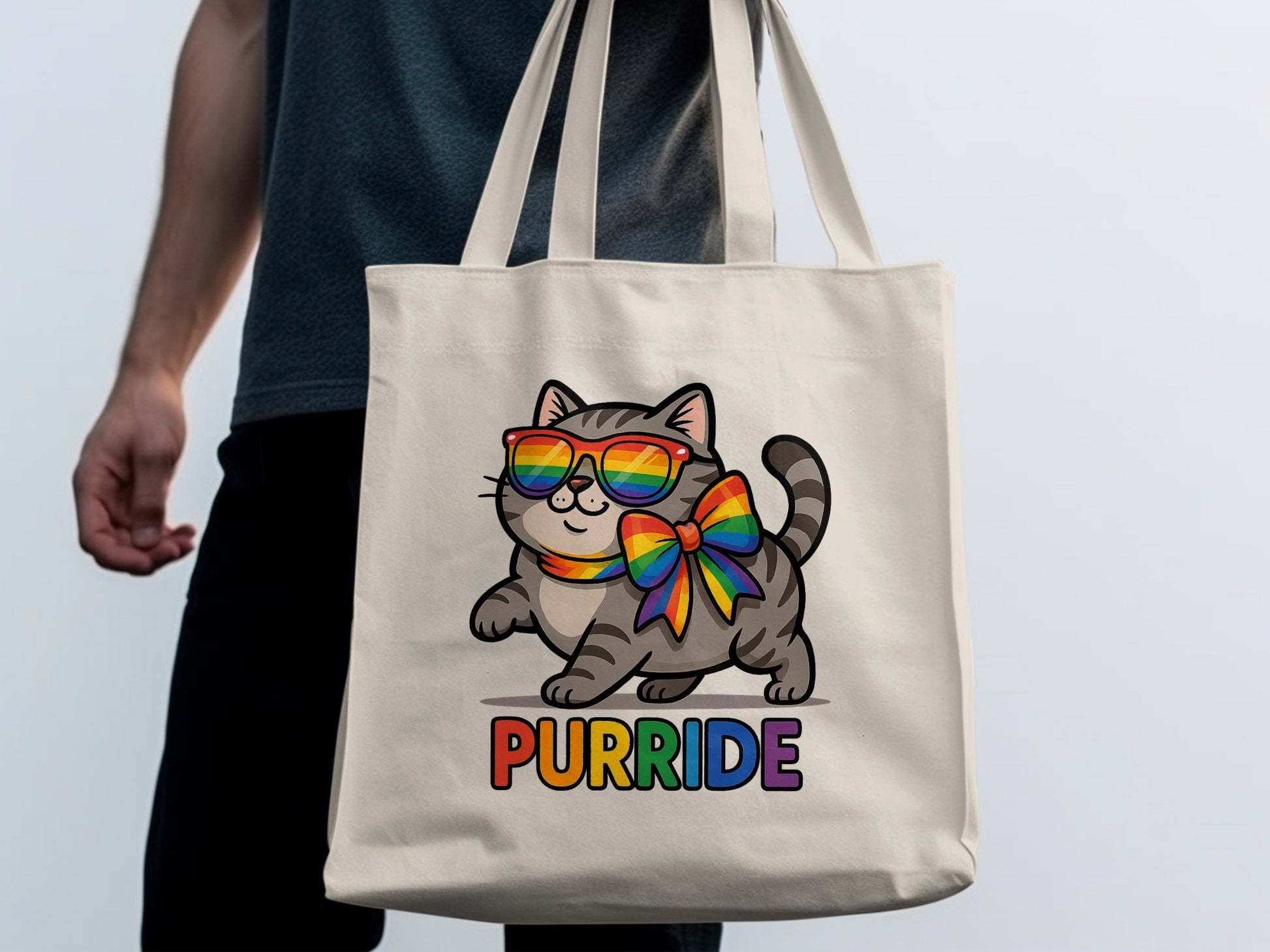 Cute Rainbow Cat Pride Tote Bag Purride product type