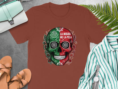 La Migra Me La Pela Skull Design T-Shirt product type